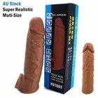 Realistic Penis Sleeve Silicone Extender Cock Ring Extension Dildo Male Sex Toy