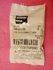 Irwin Hanson 4935038, 5-0.8mm 1" Hex Die, (3 Pack)