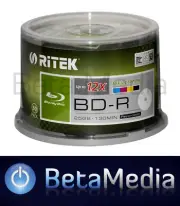 200 x Ritek Blu-ray BD-R 12x 25GB Full Hub inkjet printable blu ray BDR discs