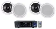 Rockville BLUAMP 150 Home Stereo Bluetooth Receiver + (4) 8" Ceiling Speakers