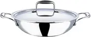 Vinod Cookware Food Grade 3.7 Litre Induction Friendly Platinum (TRI PLY) 18/8 Stainless Steel Kadai with Stainless Steel Lid (28cm, 3.7 Litre)