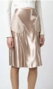 NWT Christopher Kane Lace Insert Satin Skirt Nude US2 UK6 EU34