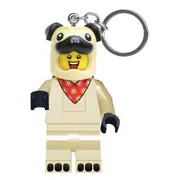 Lego Minifigures Pug Keychain/Keyring LED Light 8x4cm Kids/Children Beige 6y+