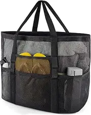 [Lunavara] Larg Mesh Beach Bag,Waterproof and Sandproof, Beach Toys Storage Accessories for Vacation Sports Camping Picnic Travel Bag