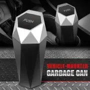 Portable Auto Car Mini Rubbish Bin Holder Trash Garbage Can Dust Case Silver Lid