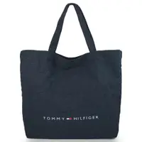 在飛比找PChome24h購物優惠-TOMMY HILFIGER 經典LOGO單寧藍色牛仔肩背托