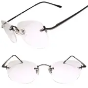 Square Rimless Gunmetal Frame Bifocal Lens Reader 1.50 Reading Glasses