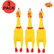 3 Pack Pet Dog Shrilling Rubber Chicken Chew Sound Squeeze Screaming Toy 12.4"
