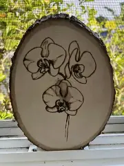 Pyrography wood burning Coaster Cutting Cheese Board Centerpiece Gift Flowers
