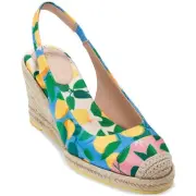 NWT Cole Haan Women's Cloudfeel Espadrille Slingback,Azure Blue Lemon Print-S 9