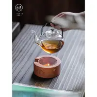 在飛比找ETMall東森購物網優惠-云術日式紅檀木溫茶器蠟燭底座茶杯恒溫墊加熱茶爐禪意保溫暖茶器