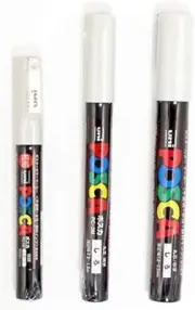 uni POSCA White = 3 Different Point Sizes per Pack: PC-1M(0.7 mm), 3M(0.9~1.3)