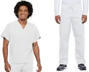 [Cherokee] Scrub Set for Father Day Men and Women from, V-Neck Top 4777 with Natural Rise Drawstring Cargo Pant 4100