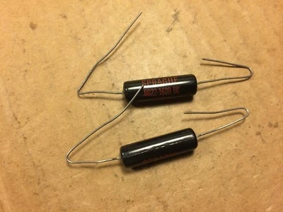 2 NOS Sprague Black Beauty .0022 uf 1600v Capacitors Vintage 160P TESTED GOOD