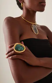 [Sylvia Toledano] Sterling Silver Gold Plated 18k Vermeil One-of-a-Kind Turquoise Ring
