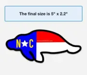“NC Flag Manatee Decal- The NC Manatee