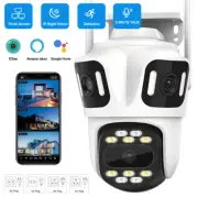 Wireless Outdoor CCTV Home Security Cam Night Vision 3-Lens PTZ WiFi IP Camera