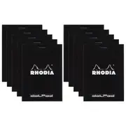 10x Rhodia No12 Top Stapled Pocket Notepad Office Stationery Note Dot Grid Black