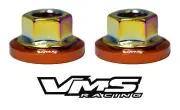 2 VMS RACING STRUT TOWER DRESS UP ORANGE WASHERS & NEOCHROME NUTS FOR HONDA (for: Honda Civic)