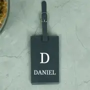 Personalised Initial and Name Grey Luggage Tag