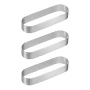 3pcs Oval Cake Rings 4.6 x 1.6 Inch Baking Ring for Cake Making, Silver Tone