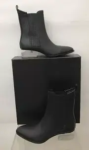 ALEXANDER WANG Anouck Chlesea Lucite Cut Out Heel Black Leather Boots 6.5 37 NEW