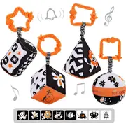 High Contrast Baby Toys: Stroller Toy for Car Seat - 4 Pack