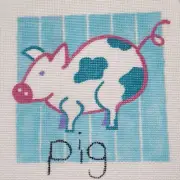Needlepoint Hand Painted Jean Smith Pig Canvas Brand New 8" by 8"