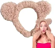 [Generic] Plush Hair Bands,Cute Headwear Plush Headband | Hair Holder Cartoon Hair Bands Elastic Headband Bear Ear Shape, Winter Autumn Fashion Headwear