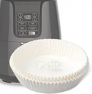 9" 100PCS Air Fryer Disposable Paper Liners, 100Pcs Non-stick Air Fryer Liner, Airfryer Parchment Paper Liners Sheets for Air Fryer Basket Accessories Baking Roasting Microwave (White)