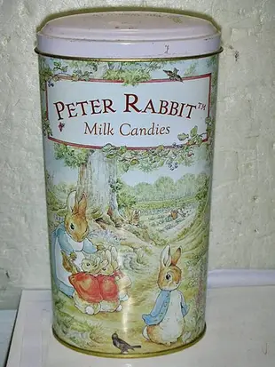 L.(企業寶寶玩偶娃娃)少見阿根廷製(Peter Rabbit)彼得兔造型置物盒原先是裝牛奶糖值得擁有