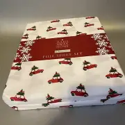 Dash Away Home Christmas Holiday 4PC Full Sheet Set Polyester Multicolor NEW