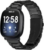 Compatible with Fitbit Versa 4/Fitbit Sense 2/Fitbit Versa 3/Fitbit Sense Metal Bands,Stainless Replacement Steel straps for Women Men,Adjustable Metal Watch Bracelets,Wristbands Accessories
