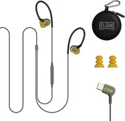Elgin Rumble Wired Earplug Headphones with mic, in-Ear Earbuds, USB-C, 27 dB NRR, IP67 Waterproof, OSHA CompliantEarbuds, Noise Isolating, Hearing Protection, Work Safety