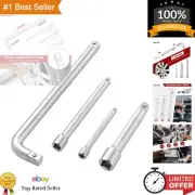 High-Torque 10" L Handle Breaker Bar with 3 Socket Extensions – Durable Steel