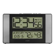 Atomic Digital Clock 11 in Plastic Silver Finish w/ Alarm Temperature and