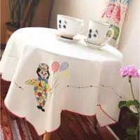 在飛比找ETMall東森購物網優惠-歐式刺繡桌布空調床頭柜蓋布兒童卡通動漫乳白色小圓桌長方茶幾布