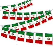 30 PCS Mexico Flag, 33 FT Mexican National Bunting,Decor Banner for Outdoor Indoor Patio Yard Decoration
