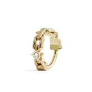 14K Yellow Gold Spike Chain Nose Ring with Clicker Closure With 0.01ct Diamond