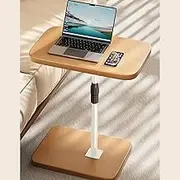 Adjustable Laptop Stand Desk, Height-Adjustable Mobile Workstation with Base (Wood)