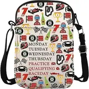 [ZJXHPO] Racing Days Of The Week Car Crossbody Bag F1 Messenger Bag Motorsport Carry On Bag Qualifying Day Gift Race Lover Gift