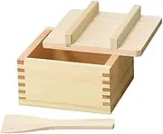 Japanese Hinoki 5 Rice Bowl Set (With Rice Spoon) [Approx. 5.9 x 5.9 x H3.9 inches (15 x 15 x 10 cm); Size: Approx. 5.6 x 5.6 x 2.9 inches (14.3 x 14.3 x 7.3 cm); Inner dimensions: Approx. 4.7 x 4.7 x