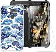 Wave Texture Pattern Case Compatible with Oukitel WP9 + [2 Pack] Screen Protector Tempered Glass, Shockproof Case Cover for Oukitel WP9 Pro (5.86 inch)