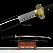 1095 Carbon Steel Japanese Katana SHINOGI ZUKURI Samurai Sword Full Tang Black.