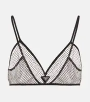 [Prada] Prada Logo embellished bralette AU 6 black