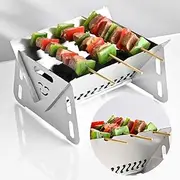 Multi-Functional Outdoor Folding Barbecue Stove Stainless Steel - Convertible Card-Type Firewood Stove & Mini Grill Rack for Backyard/Household/Camping