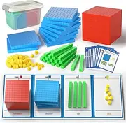 TOMMYHOME Base Ten Blocks with Place Value Chart - Math Manipulatives for Kids.Counting Blocks for Math to Help Educate Kindergarten Teachers.