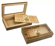 THE Braydon Low Profile Glass Top Humidor w/ Removable 10 Cigar Bed Showcase