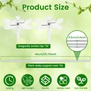 32Pcs Plants Stakes with Dragonfly Orchids Clips 15.7in Plants Support paZCq