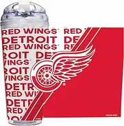 Rico Industries NHL Hockey Detroit Red Wings 24oz Acrylic Tumbler with Hinged Lid, Officially Licensed Double Wall Tumbler with Straw